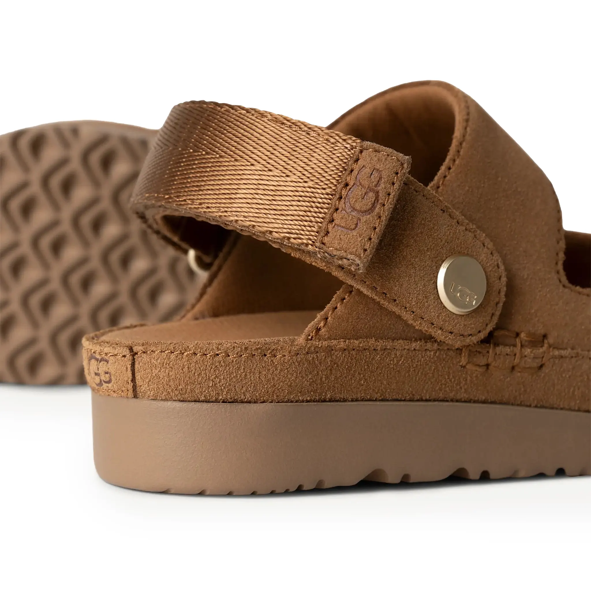 Detailed Back View of UGG Goldenstar Glide Girls Brown Sandals UGGS5017154234